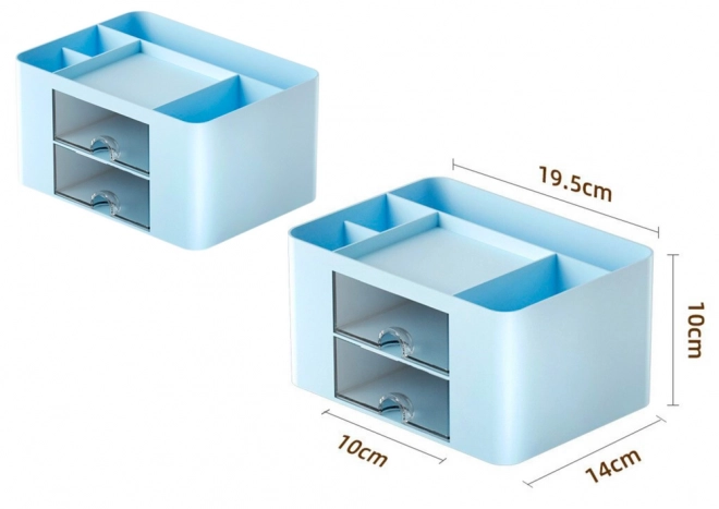 Blauer Schreibtisch-Organizer mit Schubladen