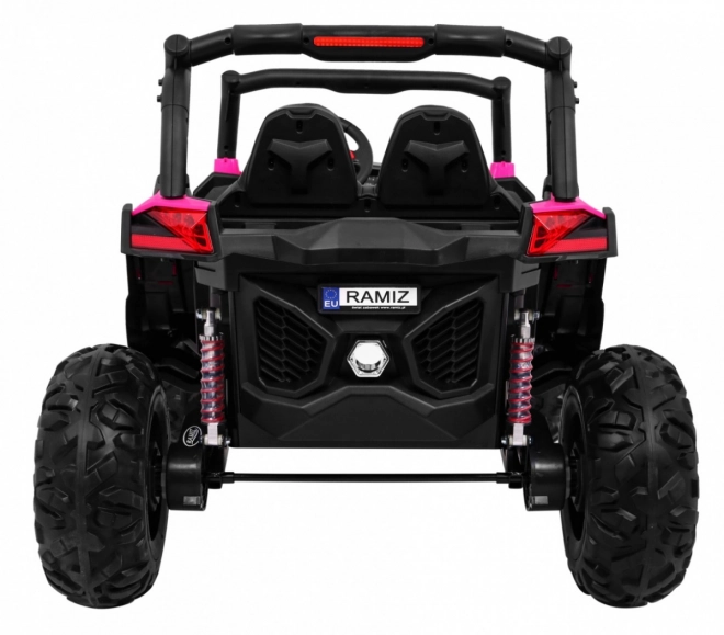 Kinderwagen SuperStar rosa + Antrieb 4x4 + Fernbedienung + Kofferraum + MP3 LED + Türschloss