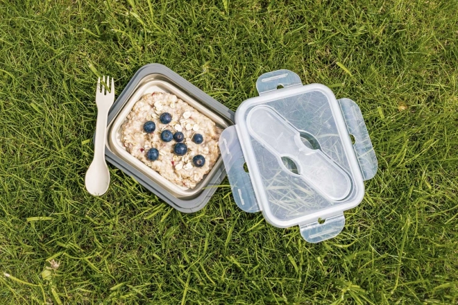 Silikon-Lunchbox mit Besteck, Sand Beige