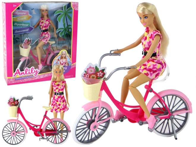 Anlily Puppe mit Fahrrad Set in Pink