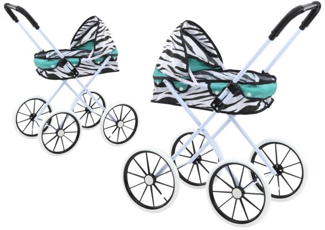 Puppenwagen Große Räder Klappbar Zebra Türkis