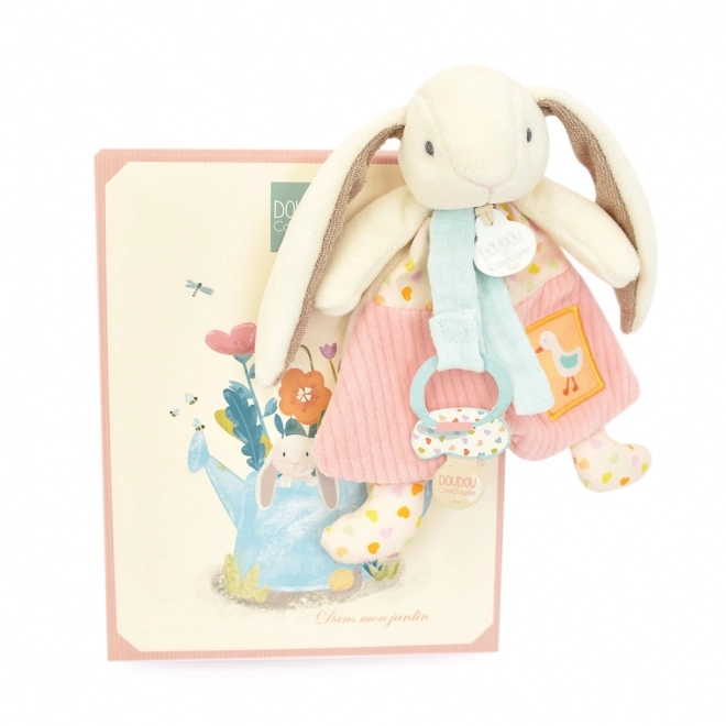 Doudou Geschenkset Spielzeug mit Schnullerhalter Hase Ciboulette