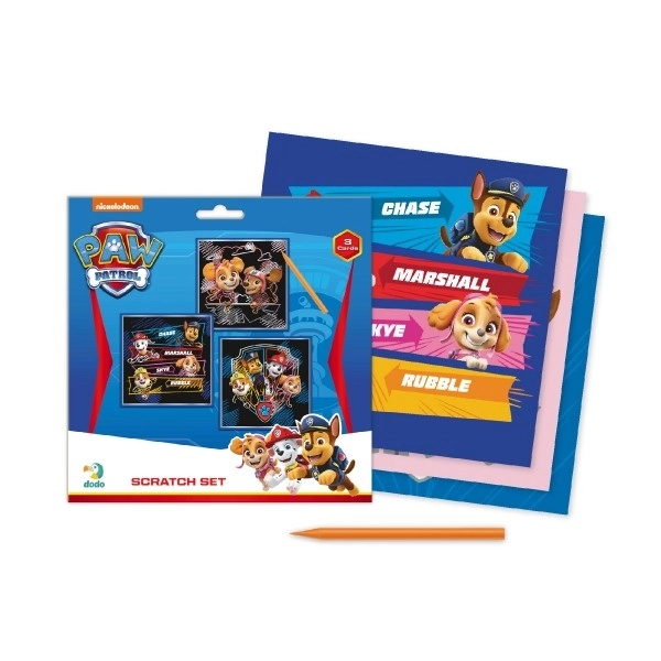 Farbiges Kratzbild 3er-Set Paw Patrol 20x20cm