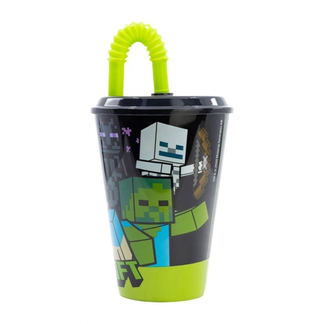 Kinder Trinkbecher mit Strohhalm Minecraft Schwarz