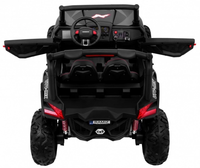 Kinderwagen SuperStar Schwarz + Antrieb 4x4 + Fernbedienung + Kofferraum + MP3 LED + Türschloss