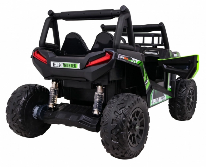 Buggy UTV Offroader für Kinder Grün + Fernbedienung + Gepäckträger + langsamer Start + EVA + MP3 LED