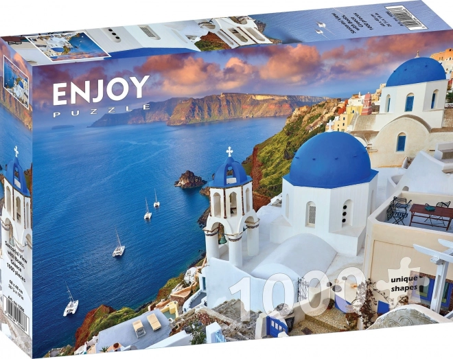 Puzzle - Blick auf Schiffe in Santorini, Griechenland 1000 Teile