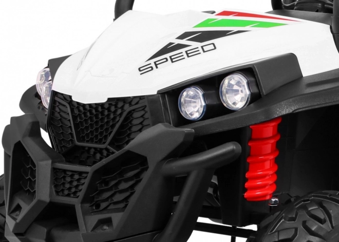 Kinder-Geländebuggy Grand Lift Weiß + Antrieb 4x4 + Fernbedienung + Gepäckträger + Radio MP3 + LED-Diode