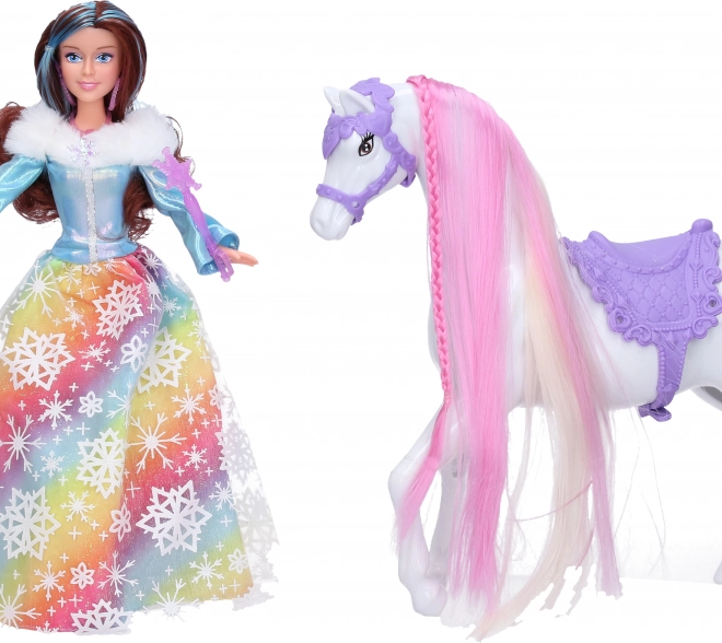 Prinzessinnenpuppe mit Pferd und Zubehör 29 cm