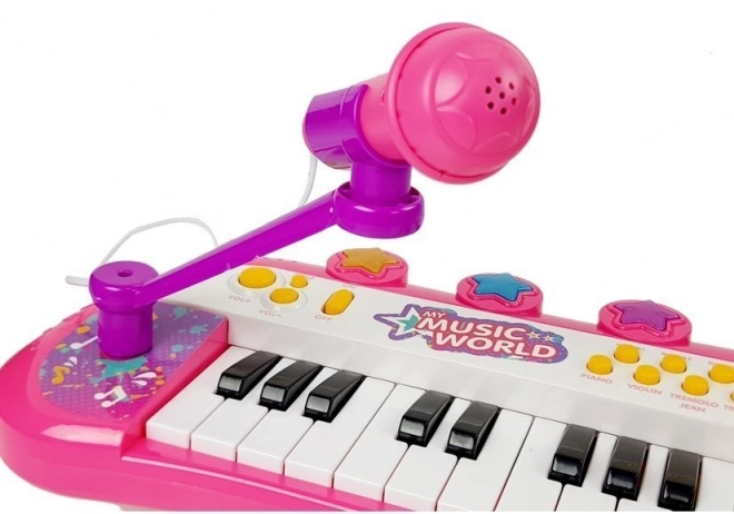 Kinder Keyboard Klavier 24 Tasten mit USB und Mikrofon in Rosa