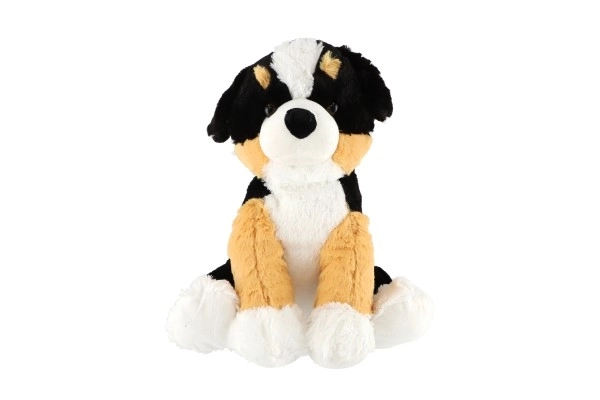 Sitzender Plüschhund 38cm schwarz-braun-weiß