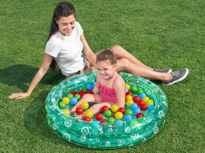 Aufblasbarer Kinderpool 91x20cm Rosa mit Bällen – türkis