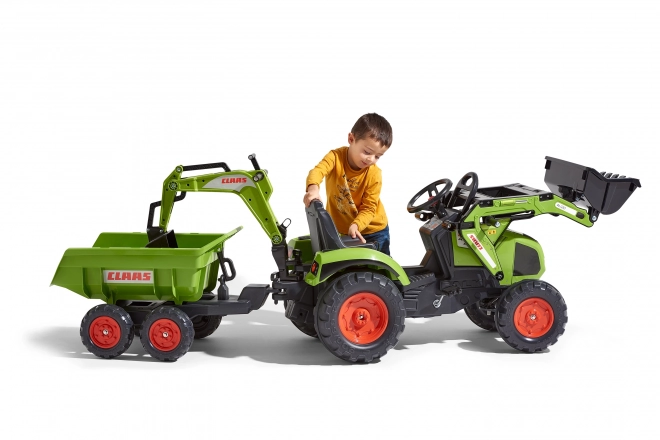 Trettraktor Claas Axos mit Front- und Heckschaufel + Anhänger