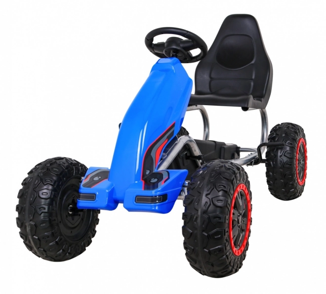 Großes Tret-Gokart Stark für Kinder Blau + 100 kg Belastbarkeit + EVA-Räder + Handbremse + Rennsitz