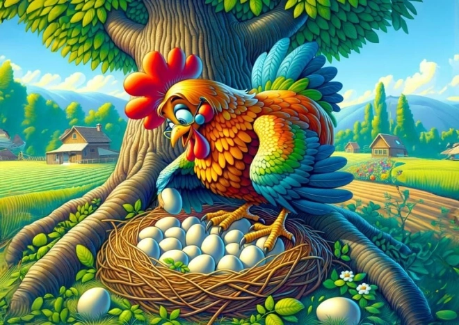 Puzzle Hahn mit Eiern 25 Teile