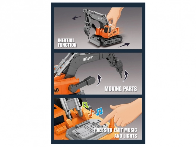 Kettenbagger Bohrmaschine 1:16 Orange Bewegbare Arme