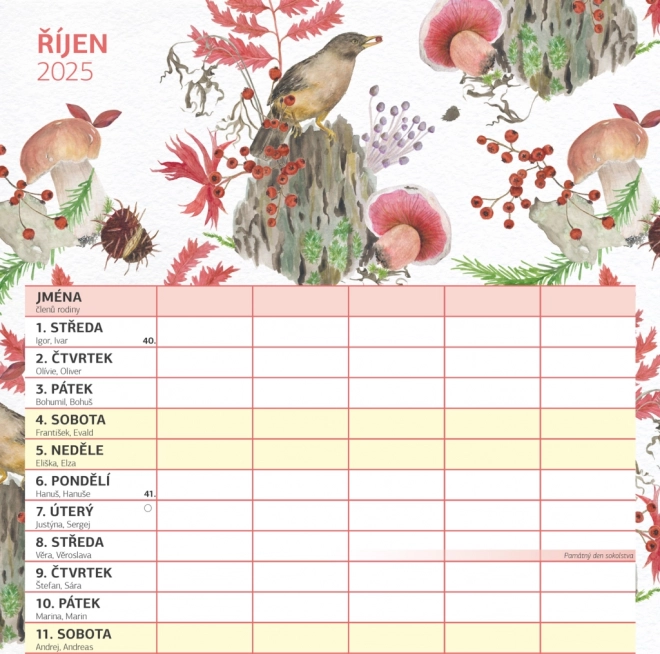 Familienplaner Kalender 2025 mit fröhlichen Illustrationen