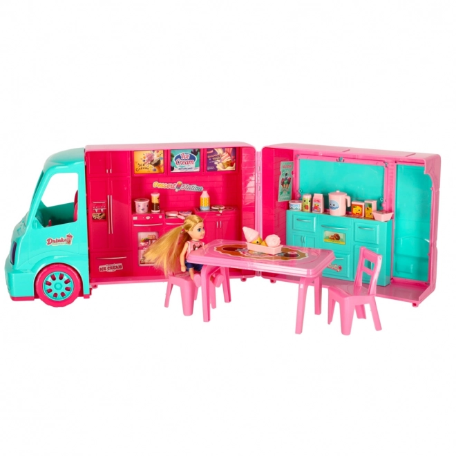 Puppen-Camper und Food-Truck Set