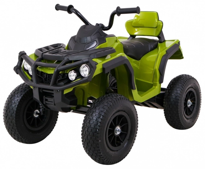 Kinder-Batterie-ATV Air Quad Grün + aufblasbare Räder + Radio MP3 + langsamer Start