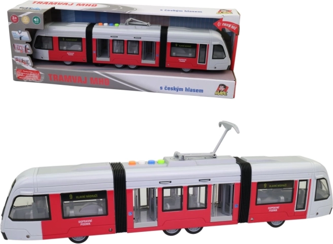 Schwungrad-Straßenbahn mit Licht und tschechischen Ansagen