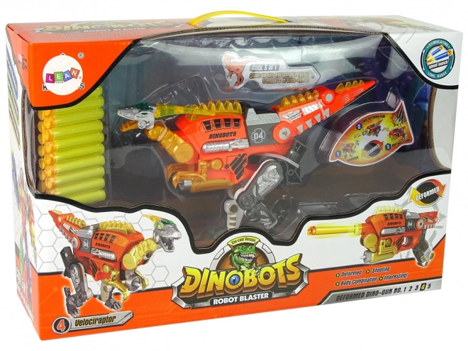 2-in-1 Dinobot Dinosaurier Pistole Orange Velociraptor mit Zielscheibe