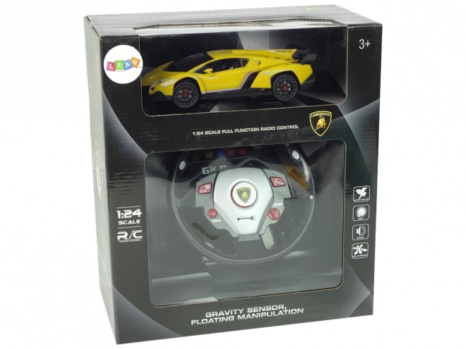 Ferngesteuertes gelbes Lamborghini Veneno Auto mit Lenkrad