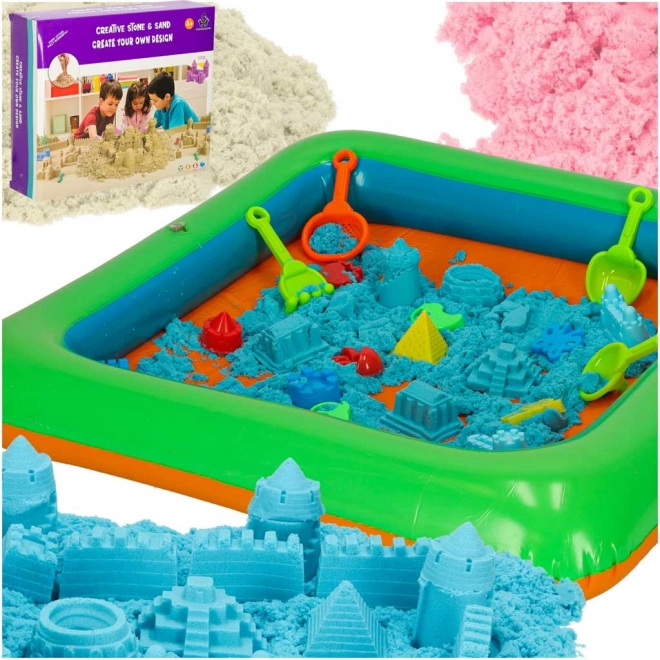 Kinetischer Sand in Box mit 1kg Sandkasten mit 27 Teilen