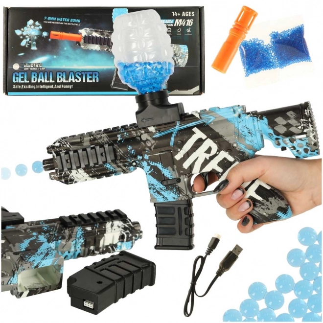 Blauer wasserperlen gel blaster mit usb-aufladung