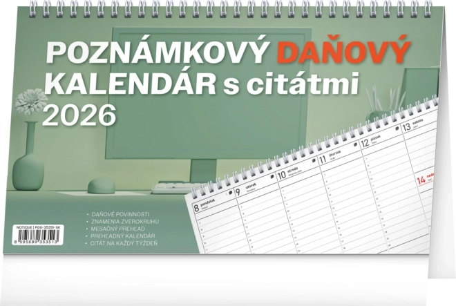 Tischkalender Notique Notiz Steuerkalender mit Zitaten 2026