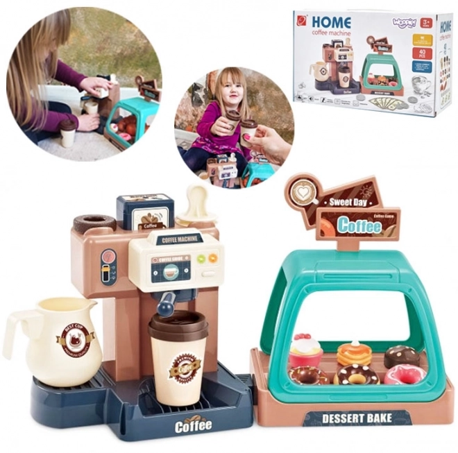 Woopie Spielzeug-Kaffeebar mit Kaffeemaschine und Kuchenvitrine