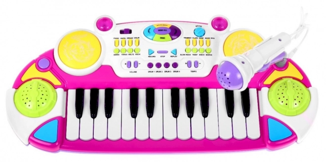 Rosa Musikset Keyboard + Trommeln + Mikrofon für Kinder ab 3 Jahren