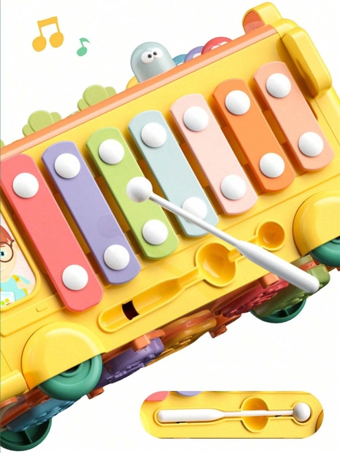 Interaktiver Montessori Schulbus mit Hammer und Xylophon
