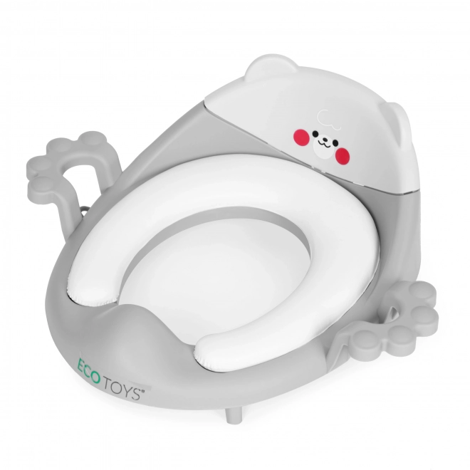 Kinder Toilettensitz mit Griffen und weichem Polster in Grau