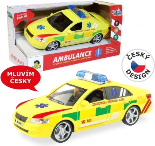 Krankenwagen mit Blaulicht und Sound 1:16 mit Schwungrad