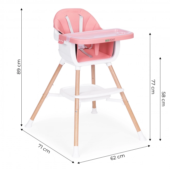 2-in-1 Hochstuhl und Stuhlsitz, pink, Ecotoys