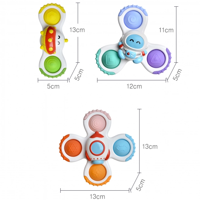 Woopie Baby Spinner Sensorikspielzeug Rakete Alien Ufo 3 Stück