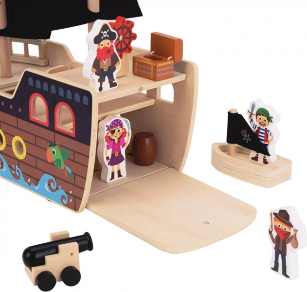 Holzpiratenschiff mit Figuren von Tooky Toy
