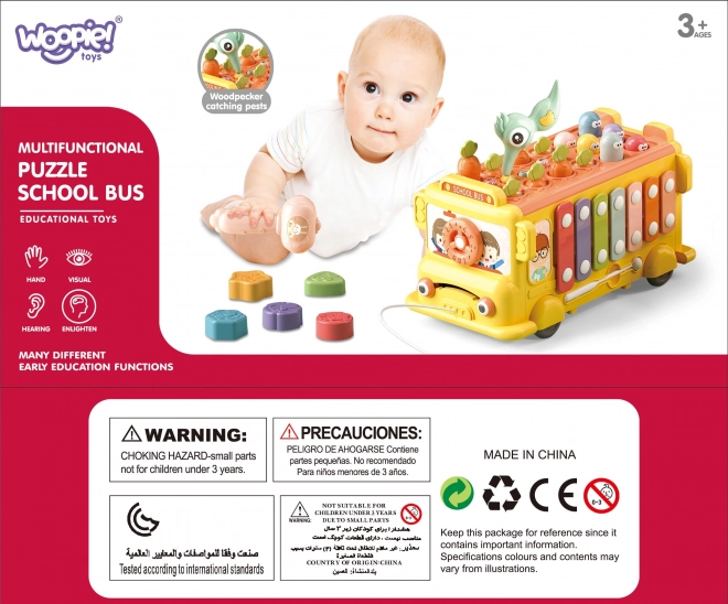 Interaktiver Montessori Schulbus mit Hammer und Xylophon