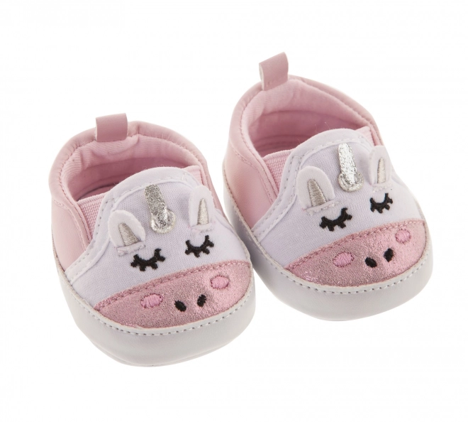 Rosa Puppenschuhe mit Einhorn