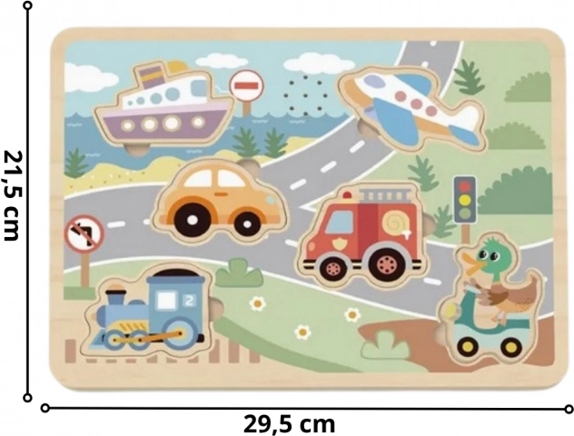 Tooky Toy Holz-Interaktives-Puzzle Fahrzeuge