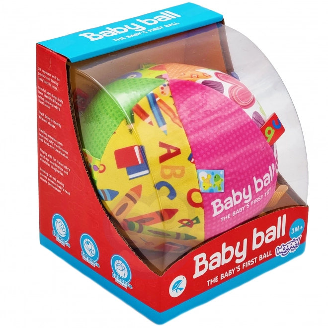 Weicher Ball für Babys mit Etiketten und Geräuschen
