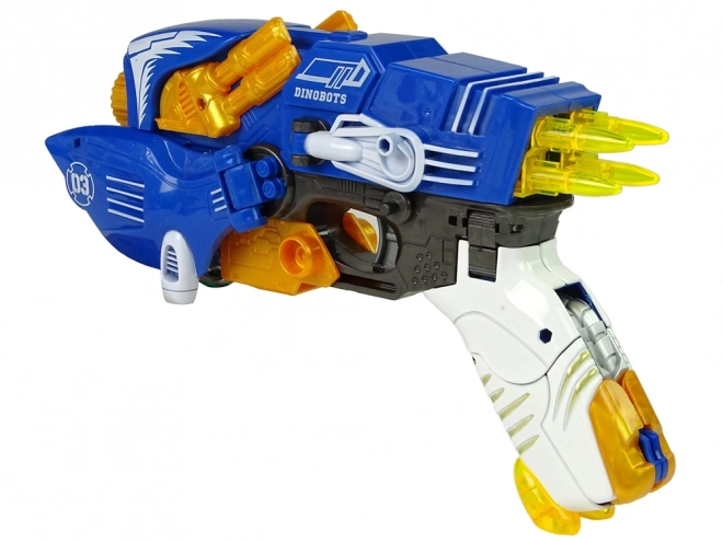 Dinobot 2-in-1 Blauer Dinosaurier-Pistole mit Pterosaurier-Schild