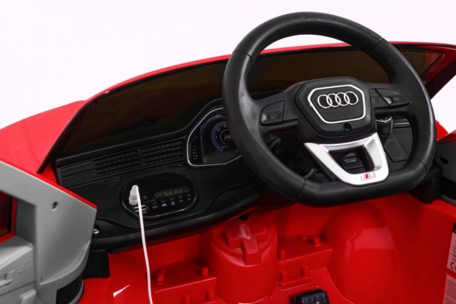 Audi Q8 Hebezeug für Kinder Batterie Rot + Fernbedienung + EVA + Langsamer Start + MP3 USB + LED-Diode