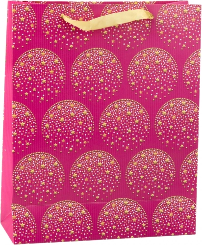 Elegante Geschenktasche goldene Sterne rosa