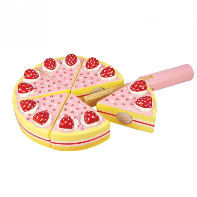 Bigjigs Toys Holz-Schneidekuchen mit Erdbeeren