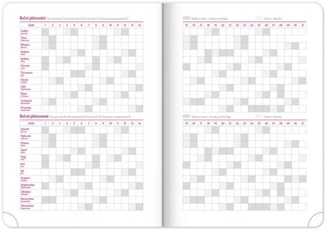 Notique Wochenkalender Neo Aprint 2025, Rosa, 15 x 21 cm