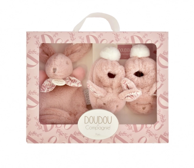 Geschenkset Plüschhase und Schühchen für Babys