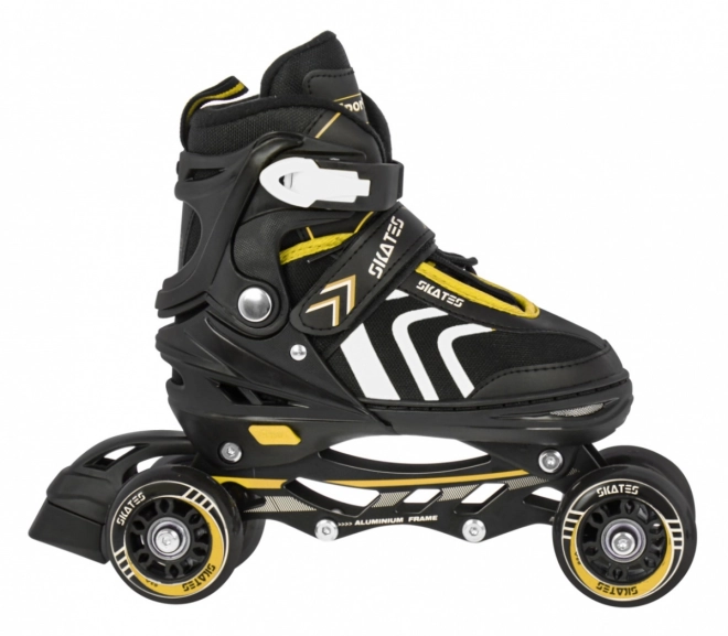 4-in-1 Rollschuhe, Schlittschuhe, Skates Set für Kinder Größe 29-33 Pink – Gelb