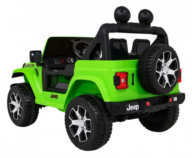 Jeep Wrangler Rubicon Batterie für Kinder Grün + Fernbedienung + MP3 LED Radio + EVA Räder