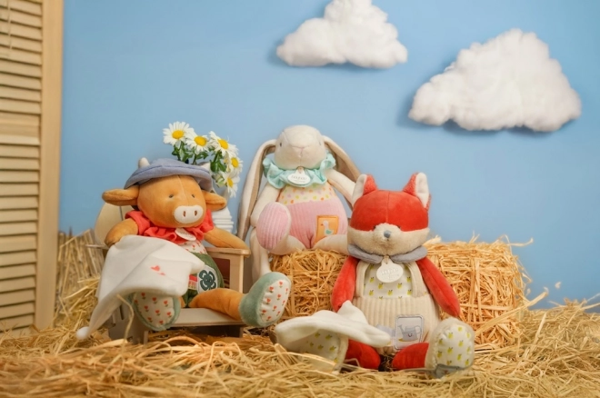 Doudou Geschenkset Rosa Kaninchen Ciboulette mit Decke